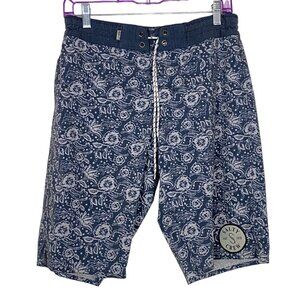 SALTY CREW Men Swim Boardshorts Drawstring Waist Sz M Gray Resort Wear Pool 9-6